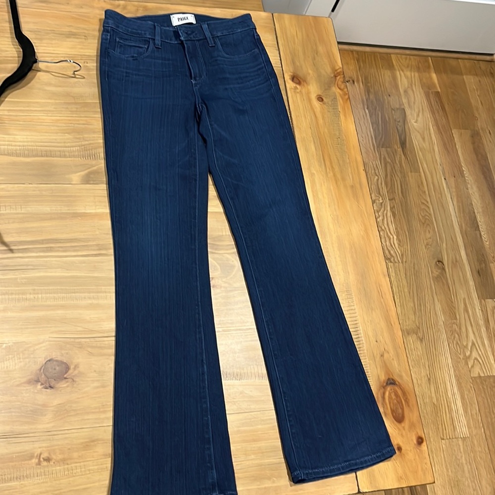 Paige dark wash Manhattan high waist boot cut jeans petite